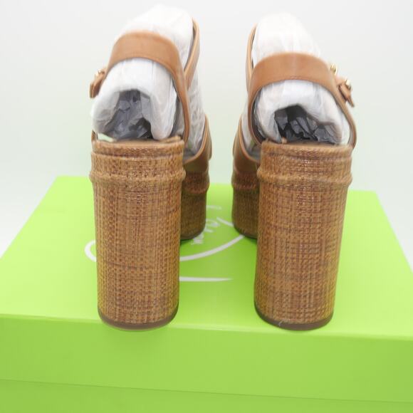 New Sam Edelman Women's 9 Trianna Platform Sandals Brown Leather Chunky Vintage - Picture 4 of 13